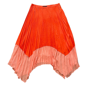 French Connection Orange/coral Pleated Two Tone Skirt Sz 10